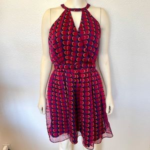 Adelyn Rae Multicolored Pinks and Blues Halter Dress Size Medium